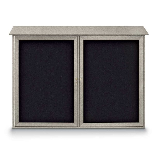 Indoor Enclosed Combo Board, 48"x36", Satin Frame/Green & Cork